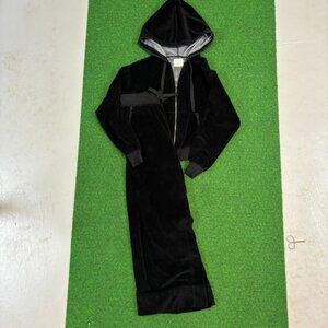 Electric & Rose Black Velour Track Suit Matching Loungewear Set Size Small